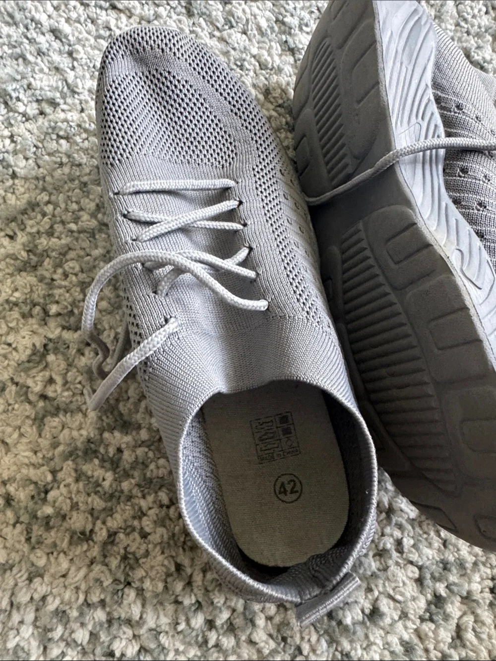 Men's Knit Lace-Up Athletic Shoes - Grey